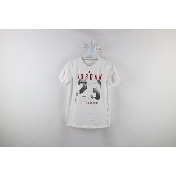 Nike Air Jordan Boys Large Spell Out Michael Jordan Short Sleeve T-Shirt White - Picture 1 of 9